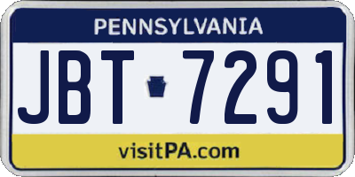 PA license plate JBT7291