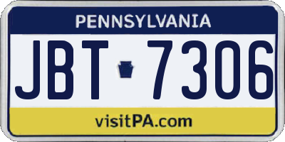 PA license plate JBT7306