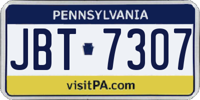 PA license plate JBT7307