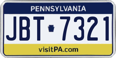 PA license plate JBT7321