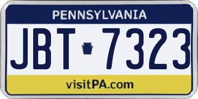 PA license plate JBT7323