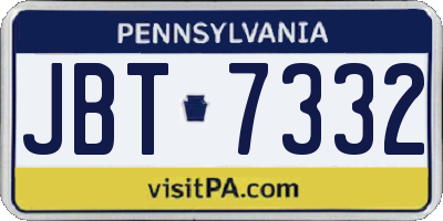 PA license plate JBT7332