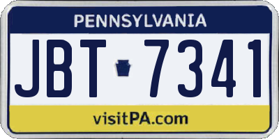 PA license plate JBT7341