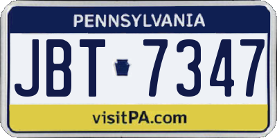 PA license plate JBT7347