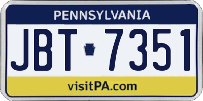 PA license plate JBT7351