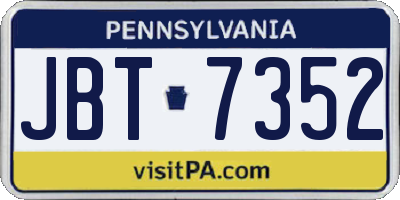 PA license plate JBT7352