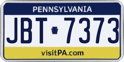 PA license plate JBT7373