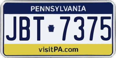 PA license plate JBT7375