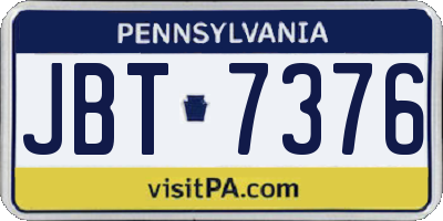 PA license plate JBT7376