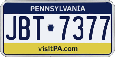 PA license plate JBT7377