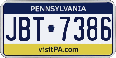 PA license plate JBT7386
