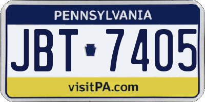 PA license plate JBT7405