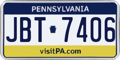 PA license plate JBT7406