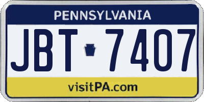 PA license plate JBT7407