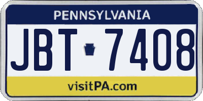 PA license plate JBT7408