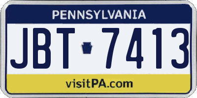 PA license plate JBT7413