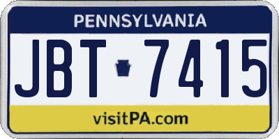 PA license plate JBT7415