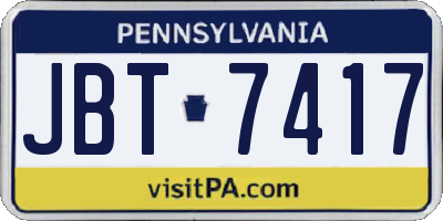 PA license plate JBT7417