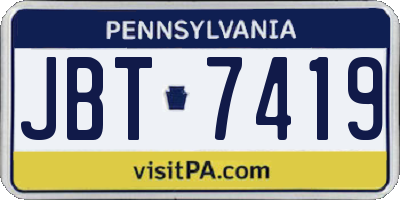 PA license plate JBT7419
