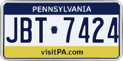 PA license plate JBT7424
