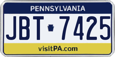 PA license plate JBT7425