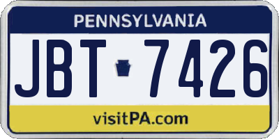 PA license plate JBT7426