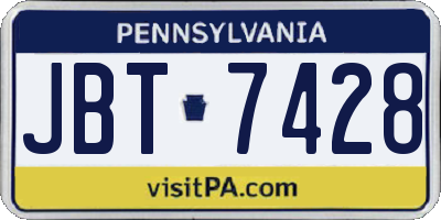 PA license plate JBT7428