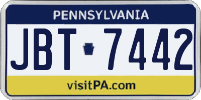 PA license plate JBT7442