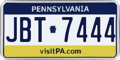 PA license plate JBT7444