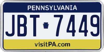 PA license plate JBT7449