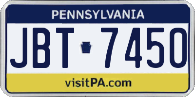 PA license plate JBT7450