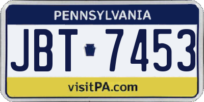 PA license plate JBT7453