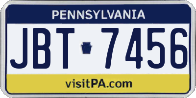 PA license plate JBT7456