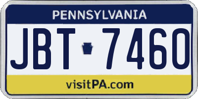 PA license plate JBT7460