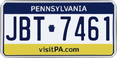 PA license plate JBT7461