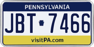 PA license plate JBT7466