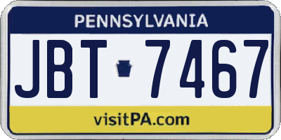 PA license plate JBT7467