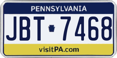 PA license plate JBT7468