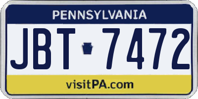 PA license plate JBT7472