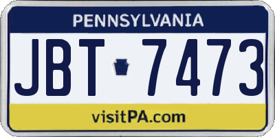 PA license plate JBT7473