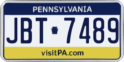PA license plate JBT7489
