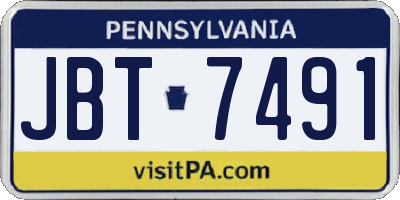 PA license plate JBT7491
