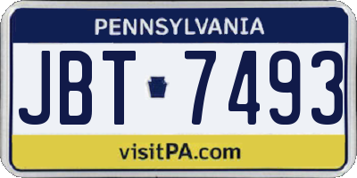 PA license plate JBT7493