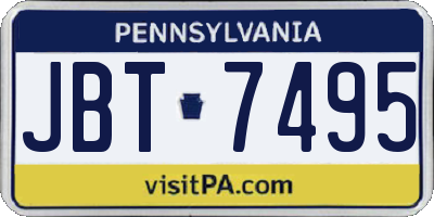 PA license plate JBT7495