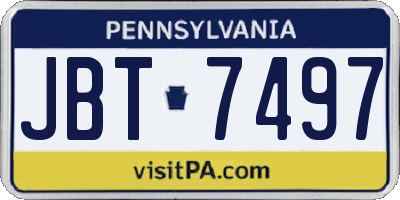 PA license plate JBT7497