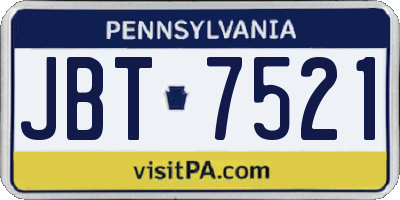 PA license plate JBT7521