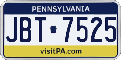 PA license plate JBT7525