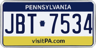 PA license plate JBT7534