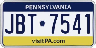 PA license plate JBT7541