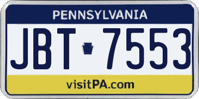 PA license plate JBT7553
